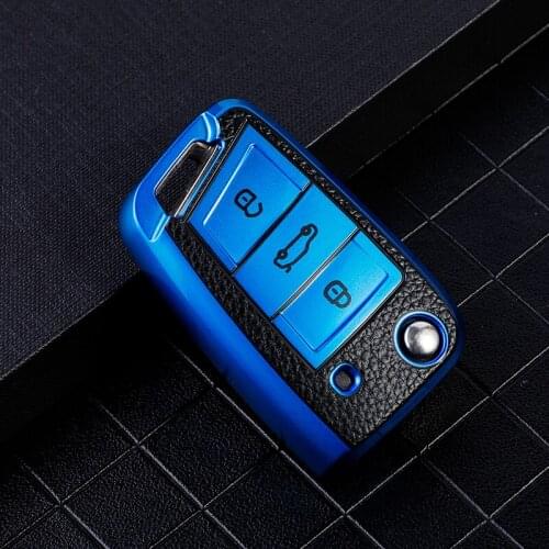 Leather Texture TPU Car Key Cover Case For Volkswagen VW Golf7 mk7 Seat Ibiza Leon FR 2 Altea Aztec For Skoda Octavia A7