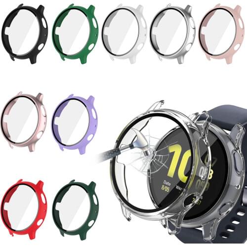 Case for Samsung galaxy watch active 2 44mm 40mm Full Coverage Bumper Case with Tempered Glass Protective Cover Screen Protector