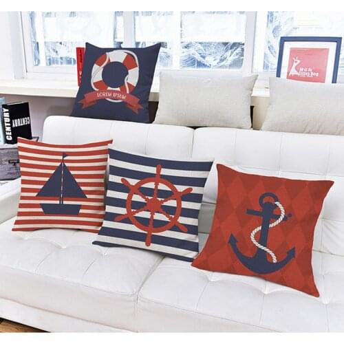 Nordic Style Home Decorative Throw Pillows Sea Sailing Cushion Boat Anchor Pillowcase funda cojines travel 45x45cm