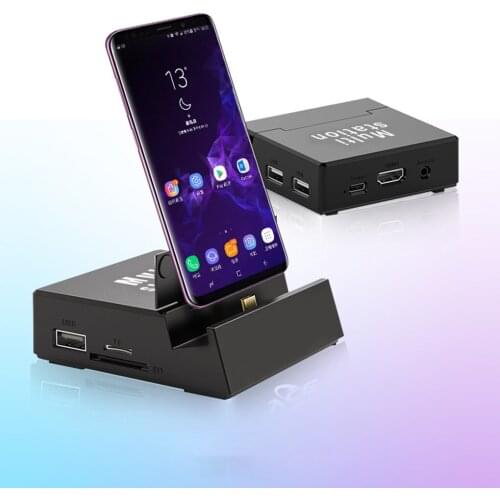 8-in-1 USB C Hub Docking Station Multiport Type-c to Type-C/F PD+HD/F+USB2.0/Fx3+SD+TF+Audio Multi-function Hub for Phones PC