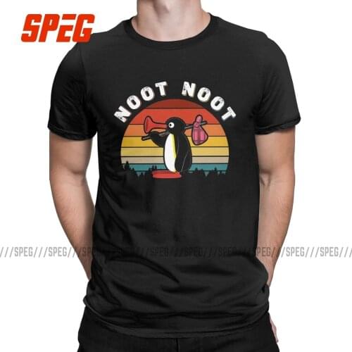 Noot Noot Pingu T-Shirts for Men Pingu Movie Leisure Pure Cotton Tees Round Neck Short Sleeve T Shirt 6XL Tops