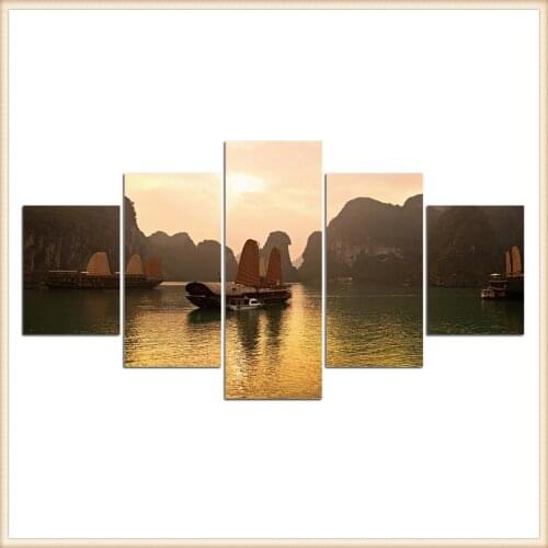 HD 5 Pieces Scenic Snow-capped and Lakes Pictures Posters Wall Art Home Decor for Living Room Painting Wall Art Anime Poster