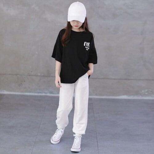 6 To 16 Years, Girls Cotton Pants 2021 New Spring Summer Fashion Kids Sports Pants Soft Mid Elastic Waist Teen Clothes,#6096