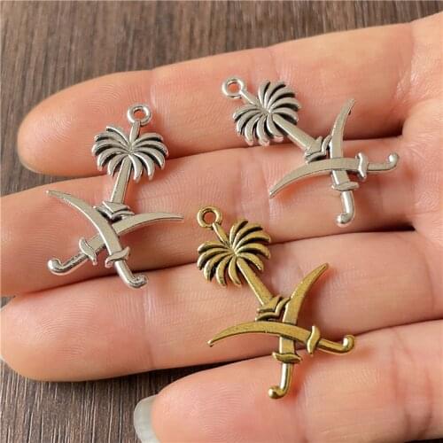 JunKang 10pcs 22*31mm Metal Zinc Alloy Coconut Tree Tassel Pendant DIY Handmade Bracelet Necklace Jewelry Discovery