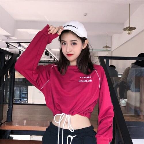 2020 Streetwear Cotton T Shirt Women Plus Size long Sleeve Girl 90s T-shirt Spring Summer Sexy Short ladies Tshirts Harajuku 367