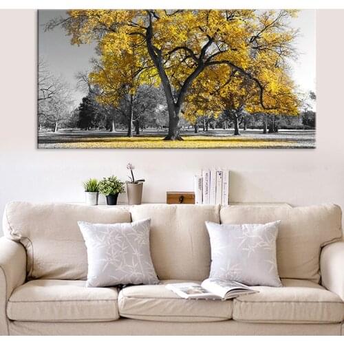 Hallway Living Room Decorative Painting Yellow Tree Landscape Painting Cuadros Decoracion Salon Wall Art Canvas Oil Painting