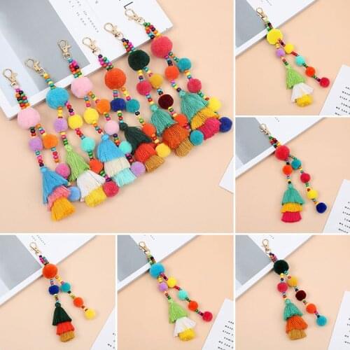 Creative Hair Ball Tassel Keychain Multicolor Pompom for Women Cute Bag Car Key Chain Pendant Best Friend Couple Gift Keyring