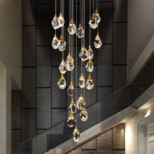 Copper crystal chandelier living room lamp Nordic lustre LED chandelier dinning room lighting