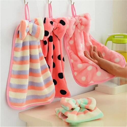 TTLIFE Lovely Striped Dot Hand Towel Microfiber Dish Cleaning Cloth Quick Dry Micro Fiber Towel Kitchen Household Cleaning Tools