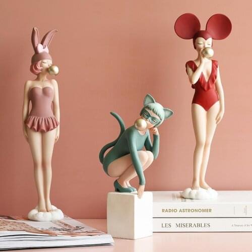 Lovely Resin Balloon Girl Decoration for home Figure sculpture statue Living Room Bedroom Desk Ornaments craft Christmas gift