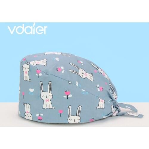 Fashion cotton Cute Cartoon print hats adjustable Scrub hat beauty salon nursing cap laboratory pet shop Work Hat scrub caps