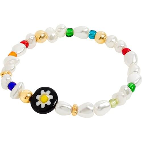 KBJW Trendy Glaze Charm Bracelet Natural Stone Beaded Imitation Pearl Bracelet Strechable Handmade Jewelry Accessories for Women