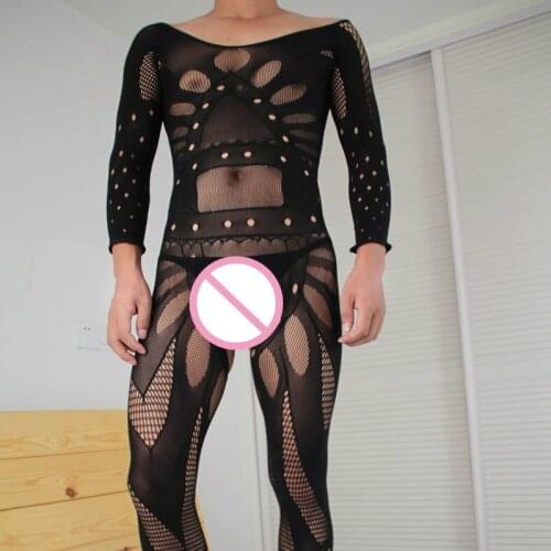 Male Lingerie Boyfriend Crotchless Bodysuit Mens Nightwear Retro Open Crotch BodyStockings Gentleman Sex Sleepwear Dropshipping