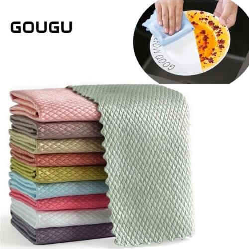 3PCS Super Absorbent Microfiber Cleaning Cloth Set For Window Glass Bowl Dish Table Ceramic Anti-grease Kitchen Wiping Rags