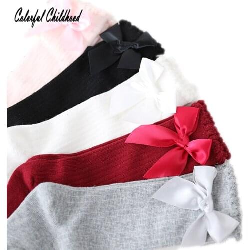 Middle tube Socks Toddler Baby Kids Autumn Winter Sweet Bows Girl Infant Childrens Clothes Soft Cotton Warm Socks calcetines