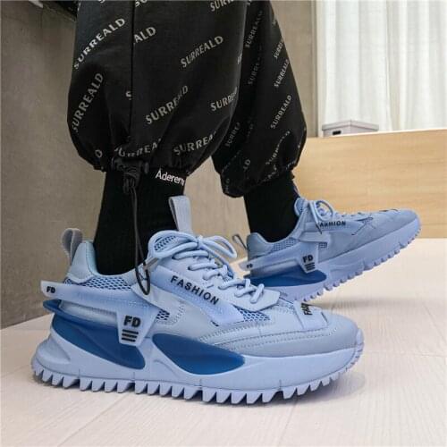 2021 New fashion brand blue sportswear shoes high quality mens outdoor sports shoes thick-soled sportswear shoes men