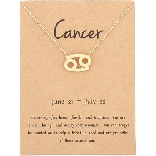 New Cancer 12 Constellation Pendant Necklaces Virgo Necklace Birthday Gifts Message Card for Women Girl Jewelry