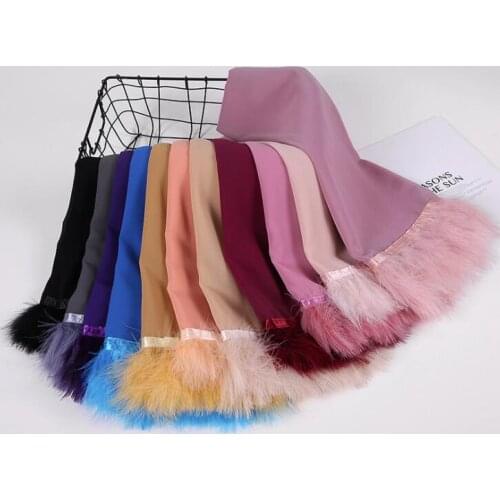 New Feather Chiffon Scarf Hijab Plain Bubble Chiffon Scarf Women Popular Scarves Shawl Muslim Turban 72x175cm