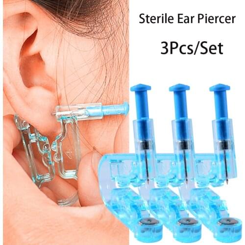3Pc /set Disposable Painless Ear Piercing Healthy Sterile Puncture Tool Without Inflammation for Earrings Ear Piercing Gun