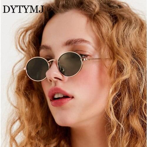 DYTYMJ Oval Retro Sunglasses Women Metal Eyeglasses Women Round Sun Glasses for Women/Men Luxury Designer Gafas De Sol Hombre