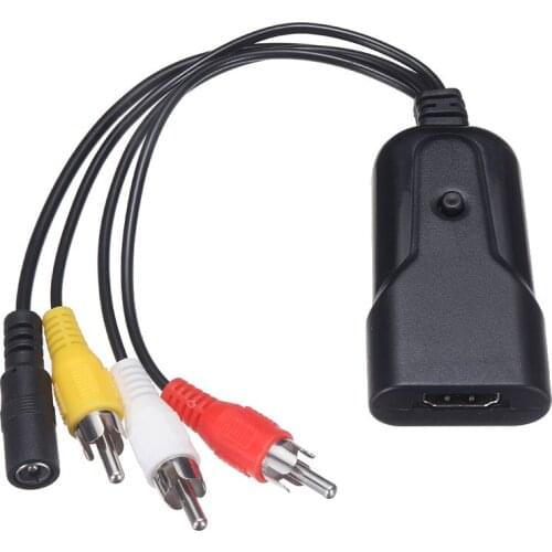 Pohiks 1pc RCA AV to HDMI-compatible Converter 1080P Video Audio Adapter With USB Cable Support For VHS/ VCR/ Old DVD Players