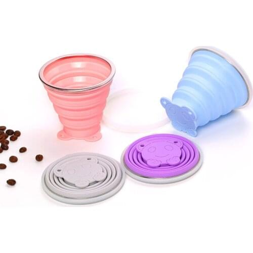 Nieoqar Portable Folding Cup Collapsible Mug Silicone Pop Up Cup Outdoor Travel Tool Kit Hiking Camping Equipment with Lid