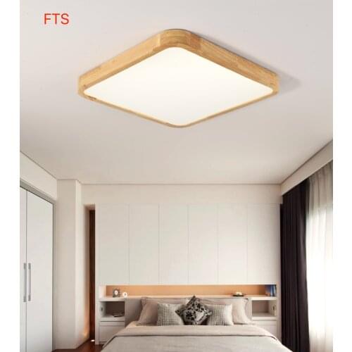 Japanese style solid wood living room light rectangular atmospheric household ceiling lamp led simple Nordic log bedroom lamp