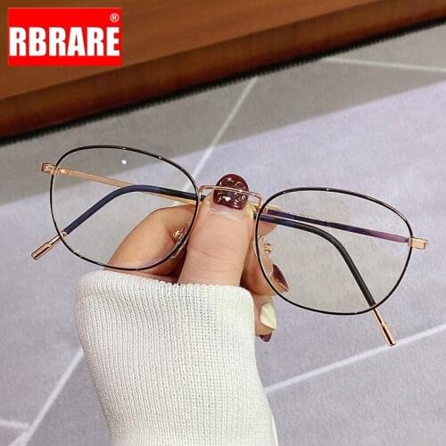 RBRARE Metal Round Glasses Frame Women Anti-blue Glasses Flat Mirror Eye Glasses Frames for Women Vintage Espejuelos De Mujer