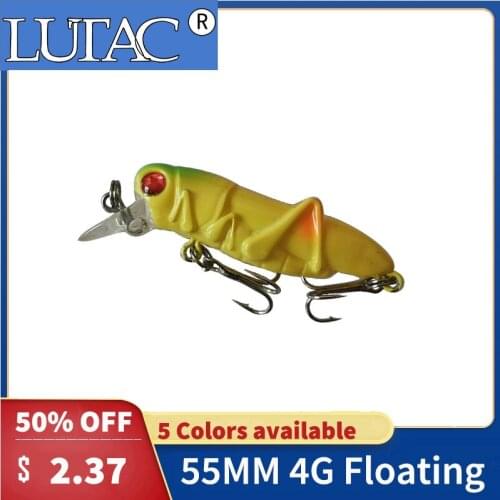LUTAC 55mm/4g Insect bait simulation mini Grasshopper fishing wobbler high quality Artificial Lure Tackle