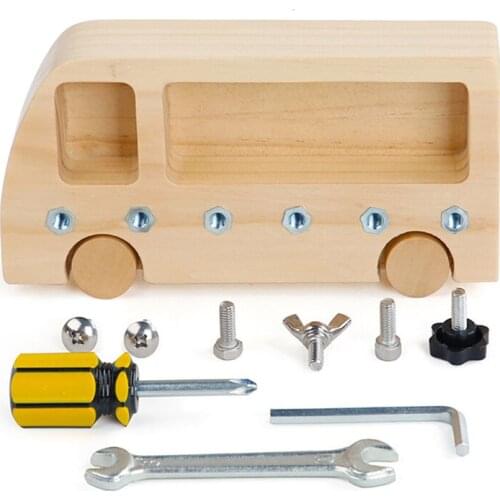 Montessori Teaching Aids Busy Bus Car Toys Early Childhood Education Puzzle Concentration Training Screw Wooden Toys