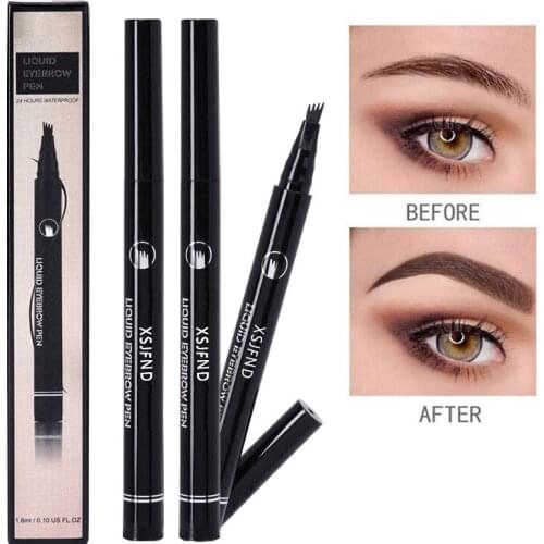 Waterproof Natural Eyebrow Pen Four-claw Eye Brow Tint Makeup Three Colors Eyebrow Pencil Brown Black Grey Brush Cosmetics TSLM1