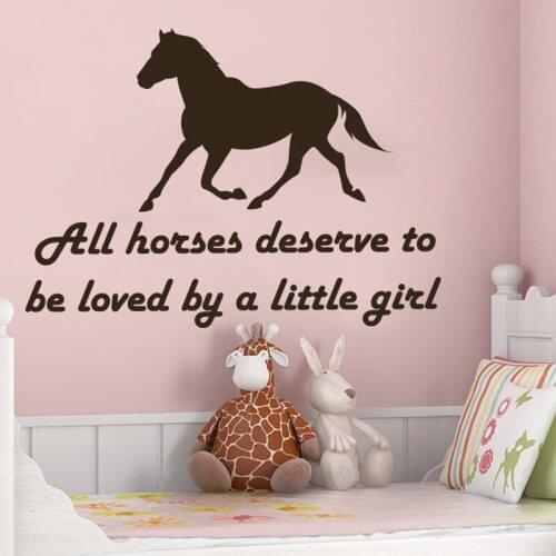 YOYOYU Vinyl Wall Decal Horse Room Decor Sticker Quotes All Horses Deserve To Be Loved By A Little Girl Art Removeable YO194