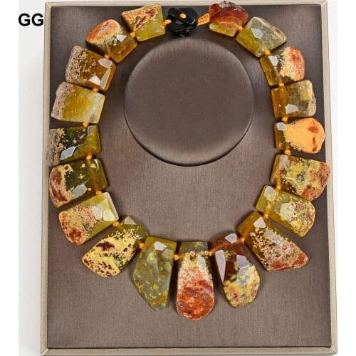 GuaiGuai Jewelry 20x35mm Natural Faceted Top-Drilled Fancy Polished Orange Fire Agate Stone Necklace For Women