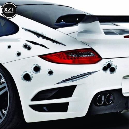 Cover Up Scratches Car Stickers Funny 3D Bullet Hole Car Side Stickers Car-covers Motorcycle Scratch Bullet Hole Waterproof
