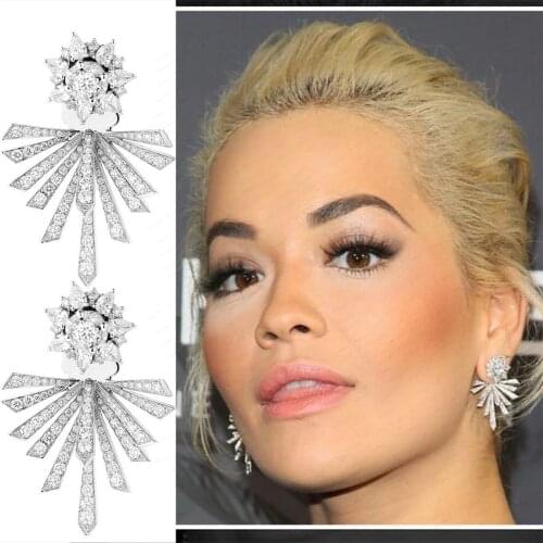 GODKI FAMOUS Design Luxury Fireworks Stud Earring For Women Wedding Cubic Zirconia Dubai Bridal Earring Jewelry Accessories 2020