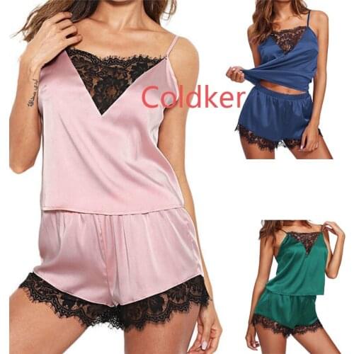 Women Lace Satin Lingerie Sleepwear pyjamas Sets Ladies Sexy Babydoll Silk Nightwear Night Dress chemise de nuit Nightgowns
