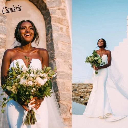 Simple Satin Long Mermaid Wedding Dress 2020 Sweetheart Sleeveless Country Bridal Wedding Dresses Vestidos De Novia