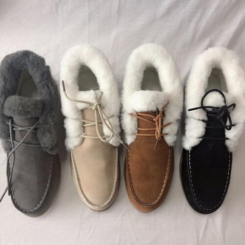 Winter Womens Ankle Boots Fur Warm Shoes Women Lace-up Snow Boot for Womens Flat Shoes Soft Fashion 2020 Loafers