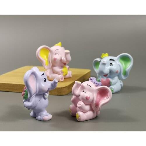 1pc Sweety Lovers Couple Elephant Figurines Miniatures Fairy Garden Moss Valentines Day Gift Resin Crafts Home Decoration