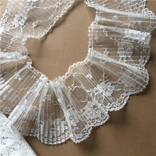 1Yard Pleated Guipure Lace Ribbon Craft Supplies 9cm Embroidery Collar Lace Fabric Tulle Trim Sewing Clothes Decorations LP33