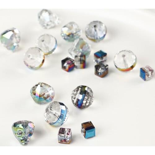 14MM 10PCS Rainbow Color Round Skull Crystal Beads Bulk Items Wholesale Lots Jewelry Making