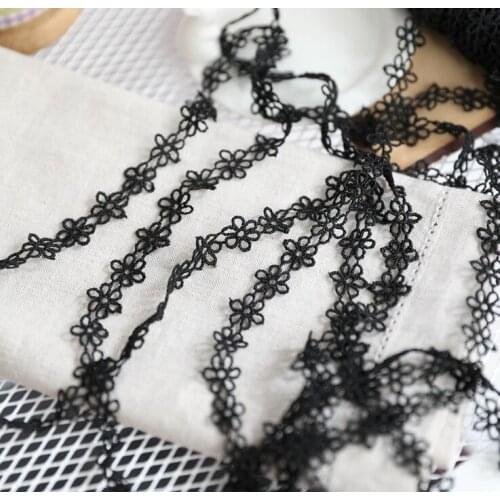 15 Yards/lot Black Lace Trim for Sewing DIY Garment Accessories Handmade Lace Decoration Materials 1.5cm Width