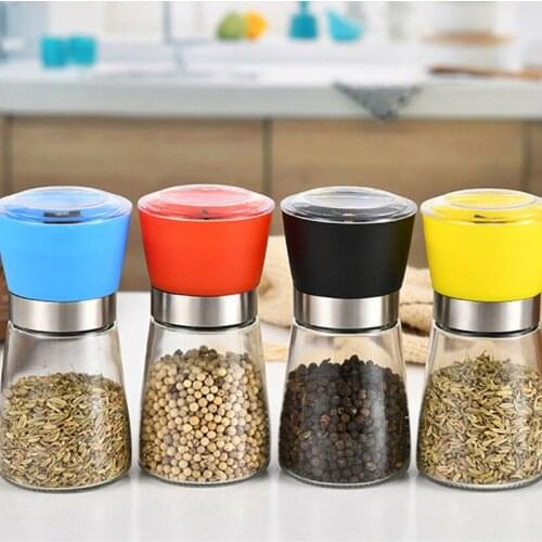 180ML Manual Shaker Pepper Salt Seasoning Jar Grinder DIY Borosilicate Glass Bottle Kitchen Tool