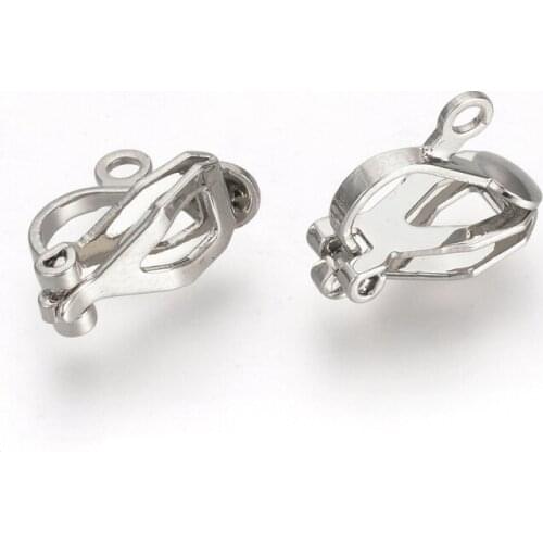 200pcs Iron Clip-on Earring Converter no Piercing Earrings Clips for Jewelry Making DIY Earrings 12x6x10mm