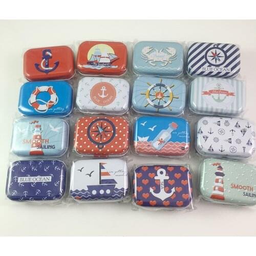 320 pcs/lot Personalized Blue Ocean Tin Box Rectangle Shape Gift Box Metal Storage Case Iron Jewelry Case Candy Box
