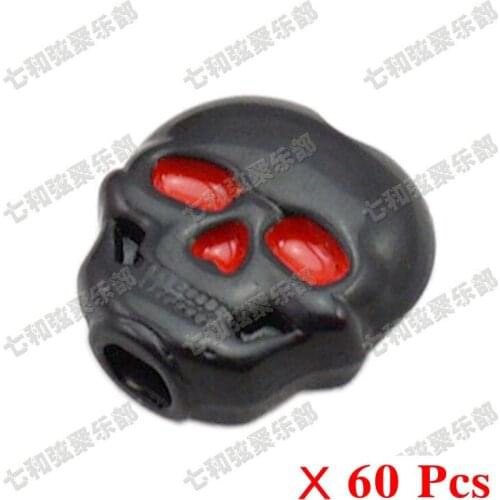 60 Pcs Black Skull Head & Red eye Plastic Guitar Tuning Peg Tuners Machine Heads replacement Buttons knobs Handle Butterbean