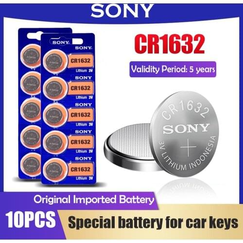 10PCS Sony CR1632 CR 1632 ECR1632 DL1632 KCR1632 LM1632 Button Cell Battery For Car Key Remote Watch Scale 3V Lithium Battery