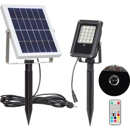 Solar Lighting Remote Control RGB Garden Lamps 50W Waterproof Foco Exterior Lawn Lamp