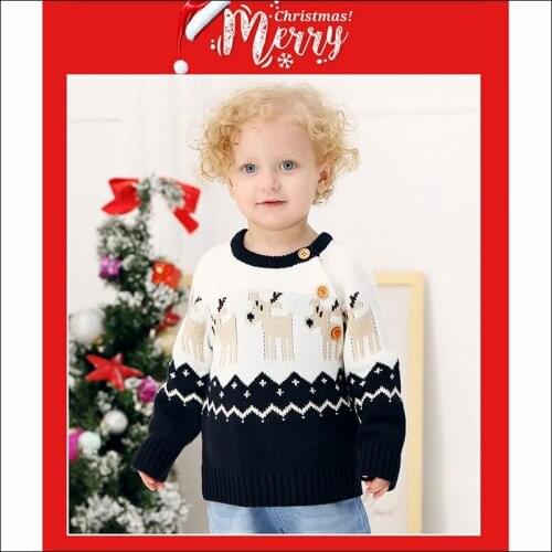 Baby Christmas Sweaters Long Sleeve Cartoon New Year First Christmas 0-24 Months Boy Girl Winter Autumn Thicken Clothes Tops