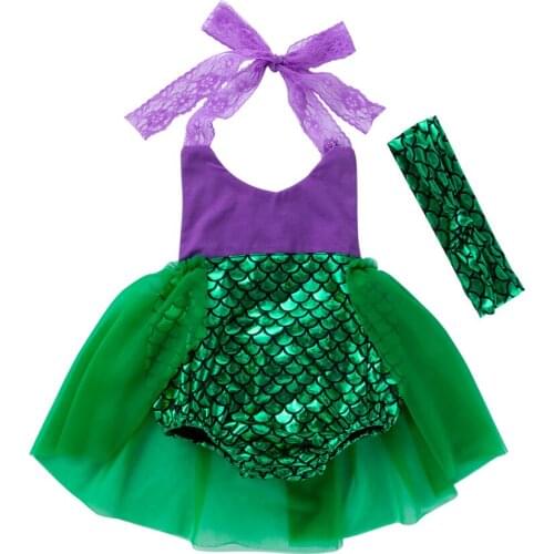0-24M Toddler Sleeveless Mesh Romper with Bow Hair Ornament Sequin Decoration Princess Summer Clothing